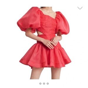 Aje Vibrant Red Puff Sleeve Dress